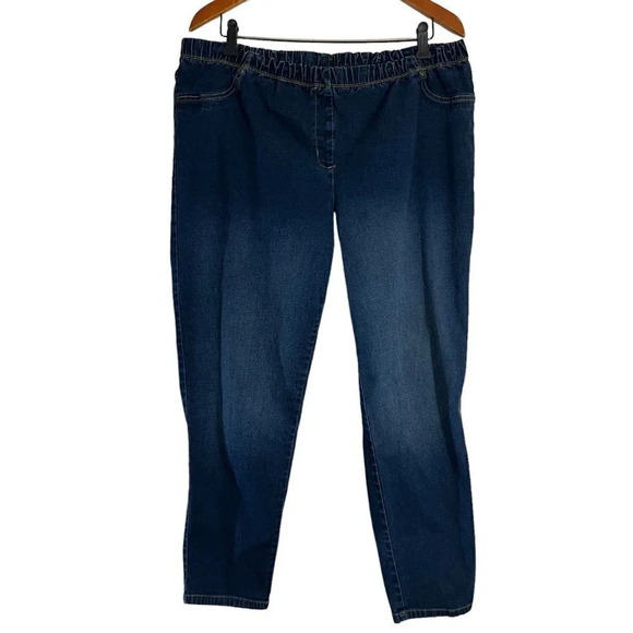 Woman Within Elastic Waistband Jeans Size 20W Petites Pull On Blue Casual Pants - Picture 1 of 7